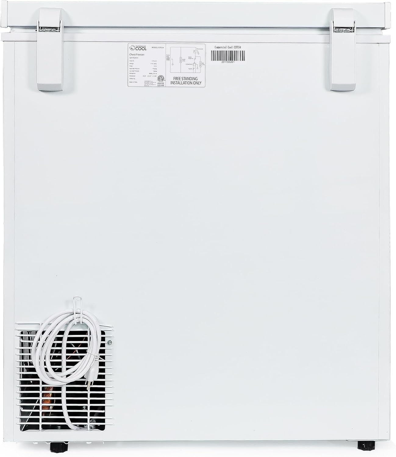 Commercial Cool Upright Freezer, Stand Up Freezer 5 Cu Ft with Reversible Door, White
