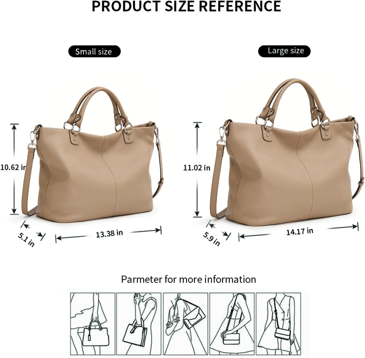 Kattee Genuine Leather Tote Purse for Women, Top Handle Satchel | Soft genuine leather tote with roomy storage and versatile carry for work, shopping, and travel.
