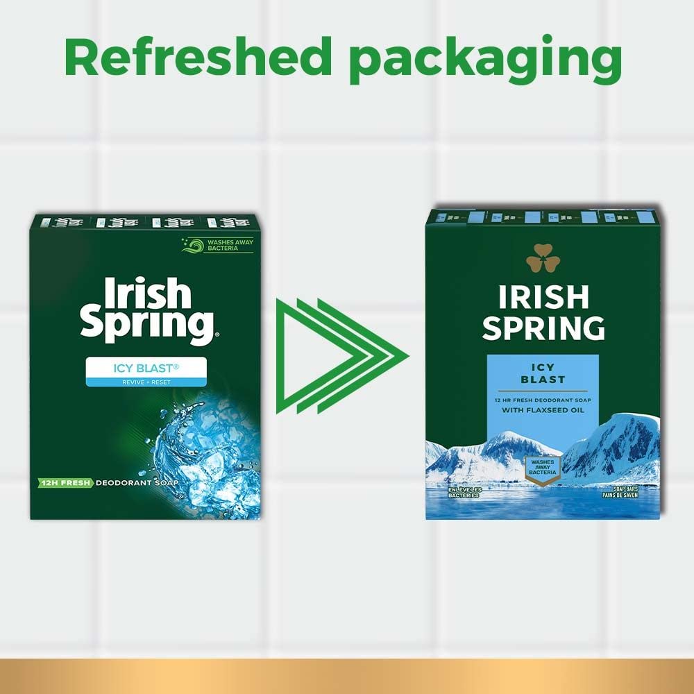 Irish Spring Bath Bar, 3 x 3.75 Oz bars, Icy Blast, 11.25 Oz