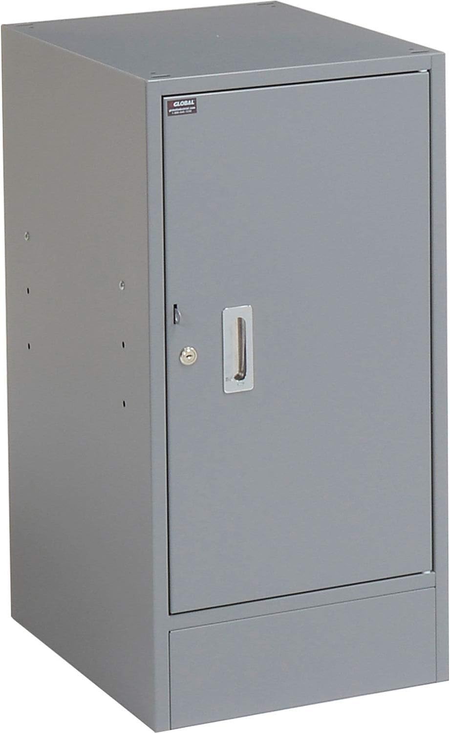 Global Industrial Pedestal Workbench, 3 Drawers & 1 Cabinet, Gray Pedestal | 72"W x 30"D x 33-5/8"H, 1-5/8" Thick Laminate Top with Safety Edge
