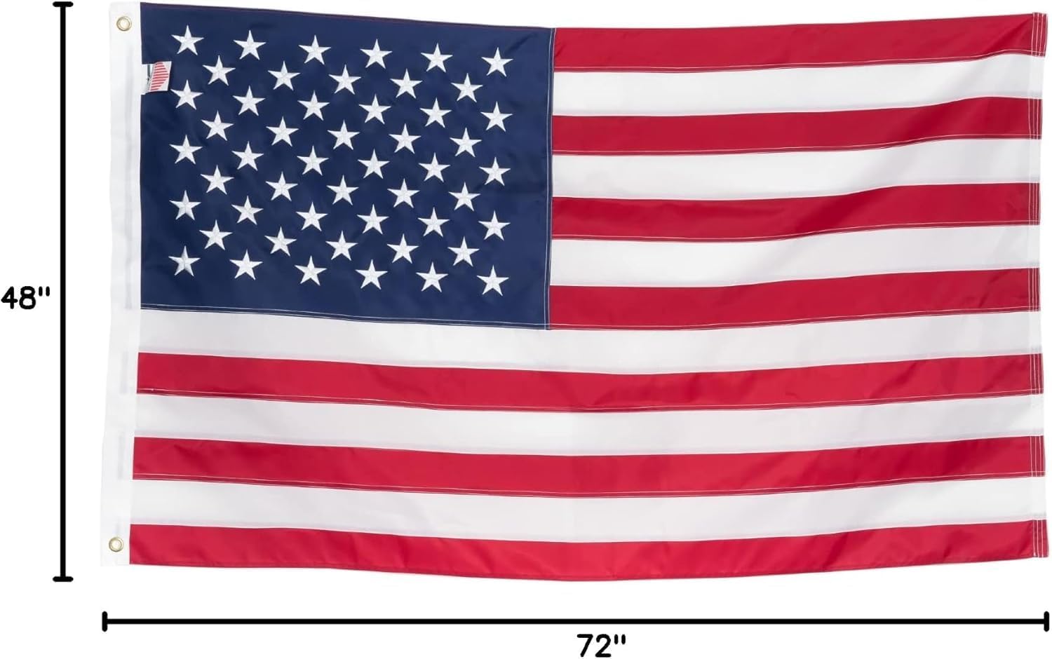 American Flag 5x8 ft Embroidered Stars Sewn Stripes | Embroidered USA flag with vivid colors and quadruple stitched fly end for enhanced durability. Features 210D Nylon