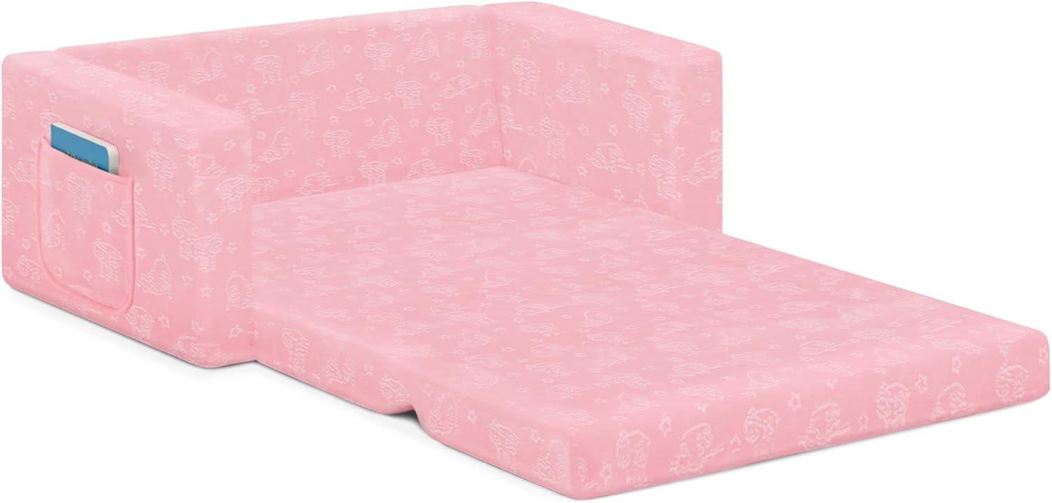 Delta Children - Serta Perfect Sleeper Kids 2-Seater Sofa, Convertible 2-in-1 Flip Open Toddler Couch Sleeper, Foam Chair for Playroom & Bedroom