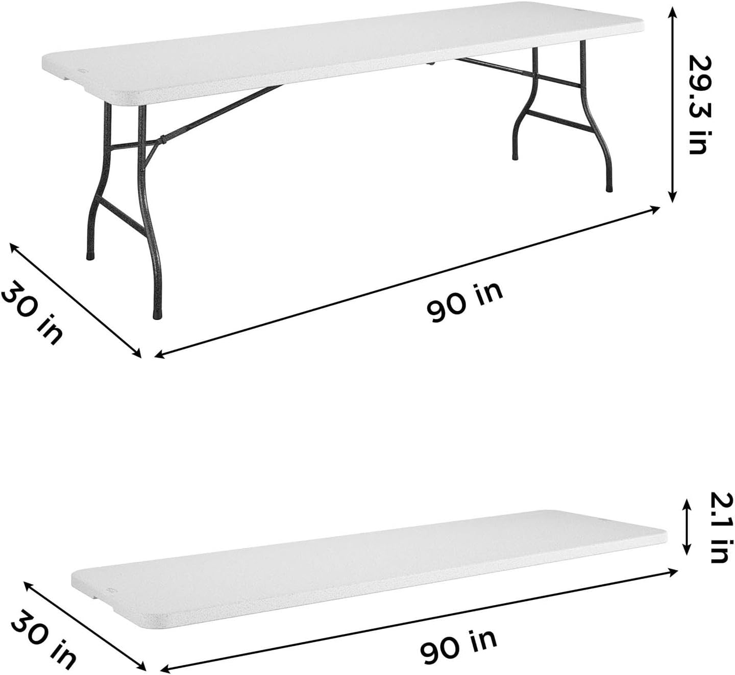 Cosco 6ft Fold-in-Half Blow Molded Folding Table, Indoor/Outdoor, Comfort Handle, Lightweight Plastic Construction - White