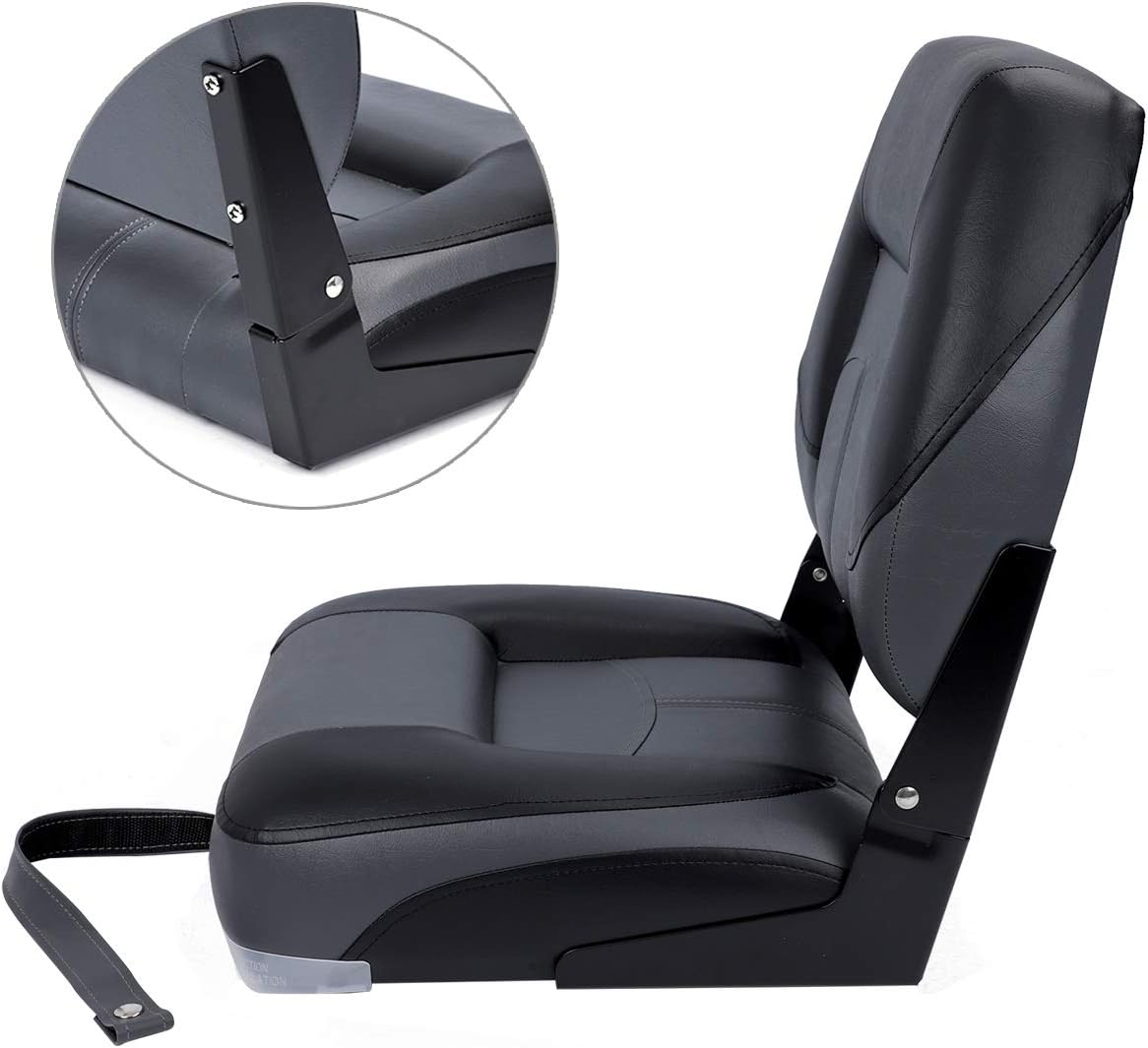 NORTHCAPTAIN T1 Deluxe Low Back Folding Fishing Boat Seats 2 Pack - Premium Bass/Jon/Pontoon Boat Chairs,4 Mounting Screws Included