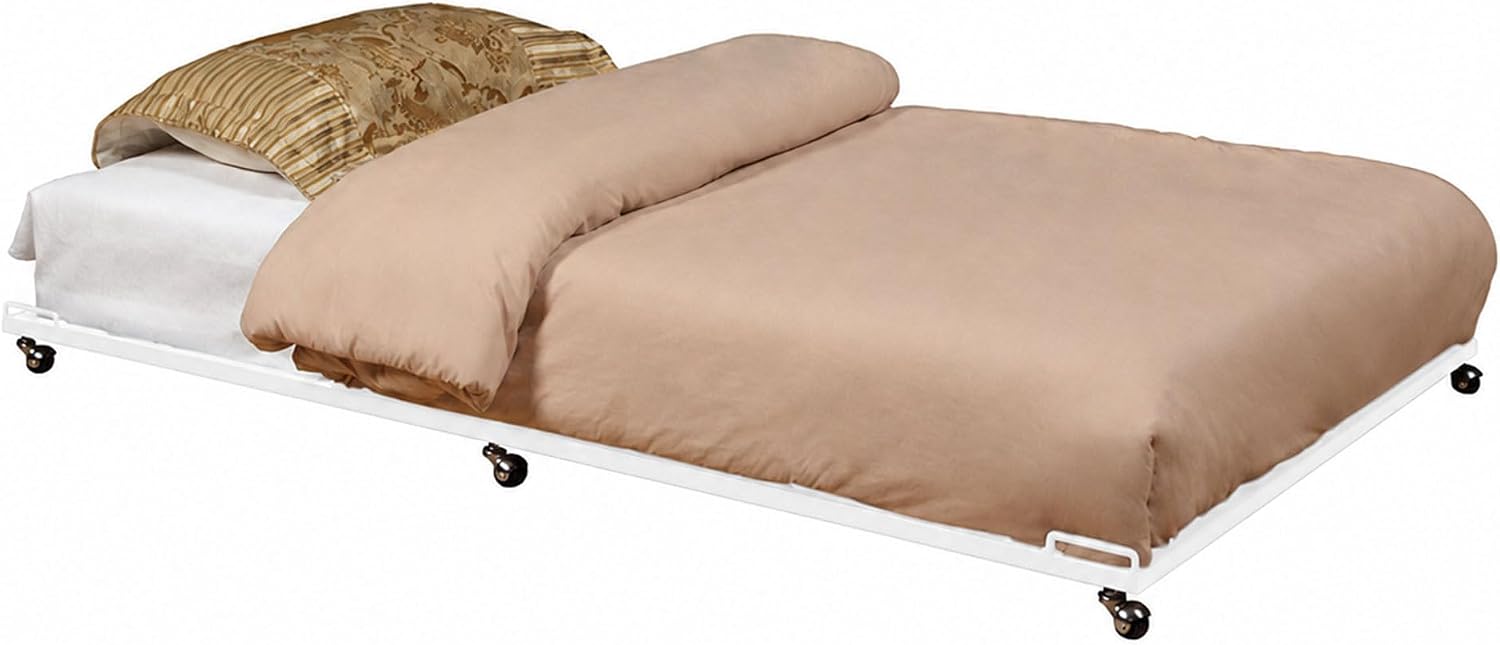 2K Furniture Designs - Twin Size Black Metal Roll Out Trundle Bed Frame for Daybed | Space-Saving Guest Bed - Slides Under Daybeds for Overnight Visitors, Dorms, and Small Spaces