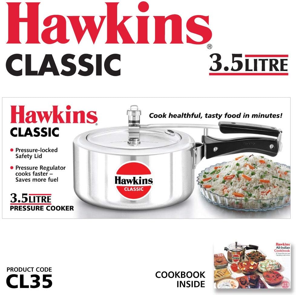 Hawkins Aluminium 8 Litre Classic Pressure Cooker, Tall Design Inner Lid Cooker, Big Cooker, Silver (Cl8T)