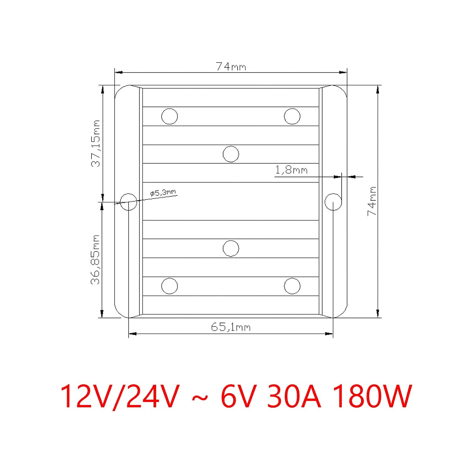 Waterproof 12V/24V to 6V 30A 180W Step Down DC/DC Power Converter Regulator