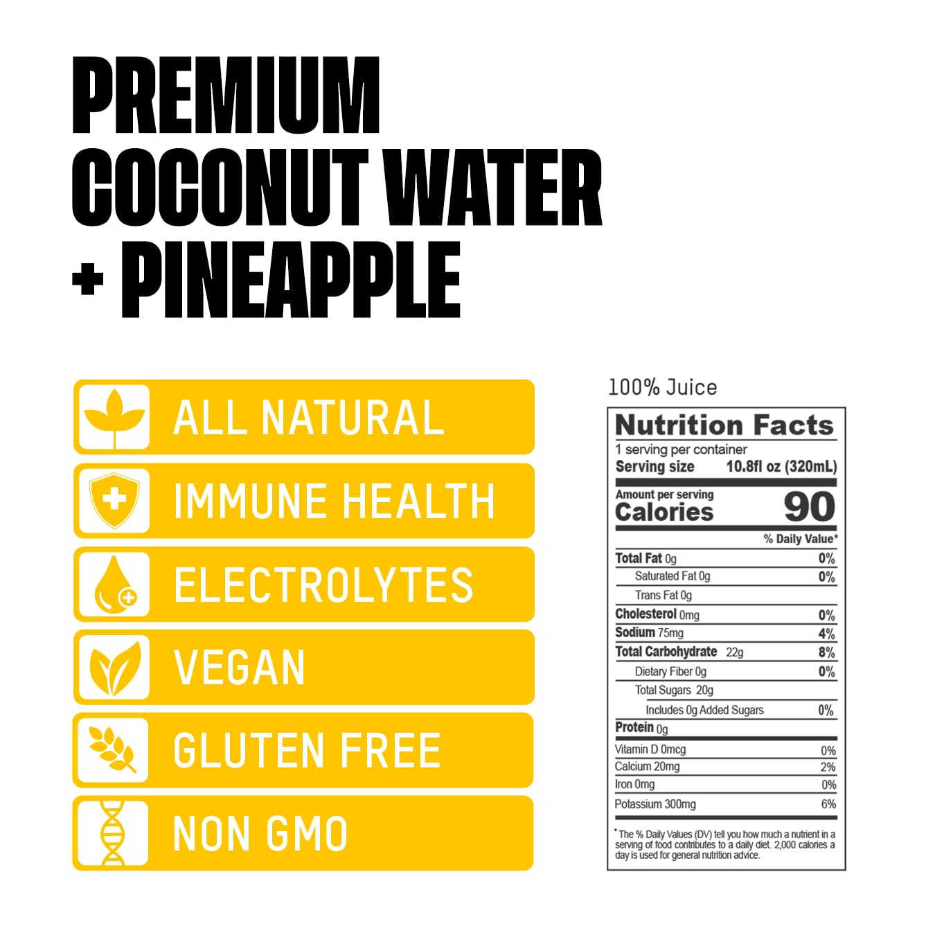 Once Upon a Coconut Premium Coconut Water - Low Calorie All-Natural Drink with Electrolytes - Non-GMO - Gluten-Free - 10.8 Fl Oz (Pack of 12)