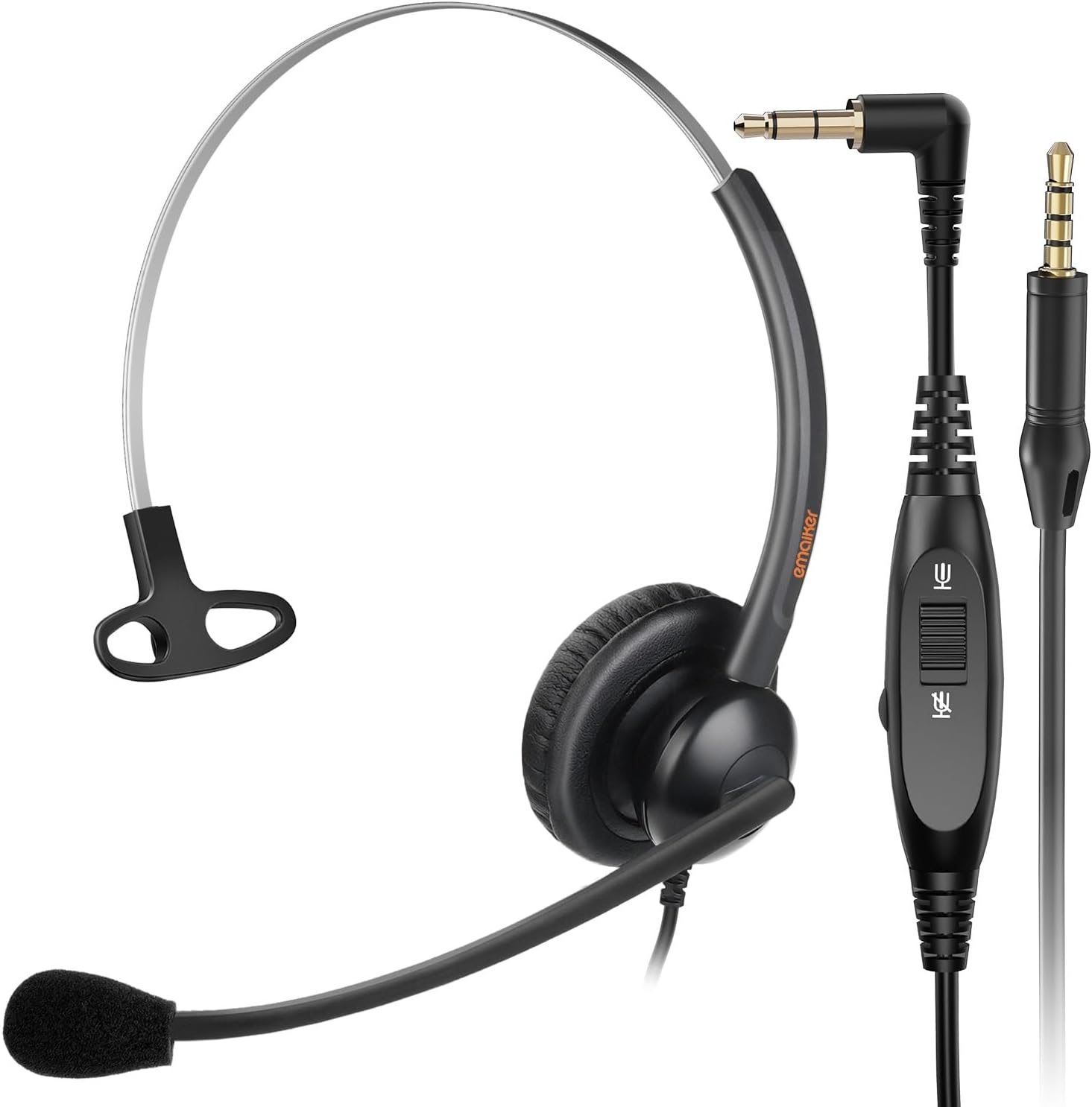 Lightweight Telephone Headset with 2.5mm Bottom Cable and Mute Button for Office Calls, Works with Cisco Polycom Panasonic Landline IP Desk Phones