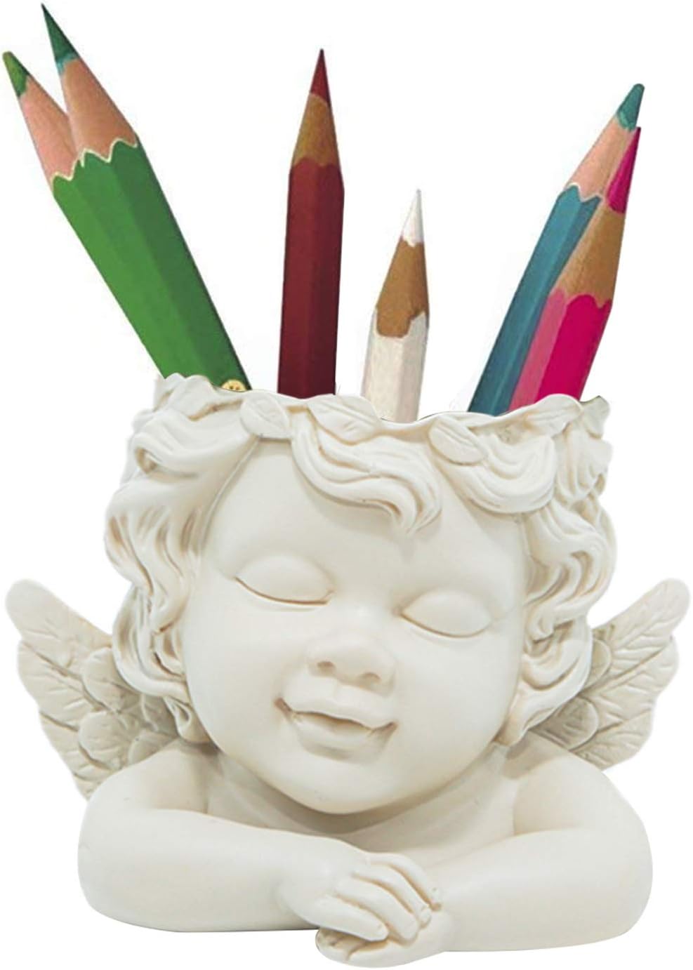 5.5 Inch Height Angel Statue Crafted Head Face Planter Pot