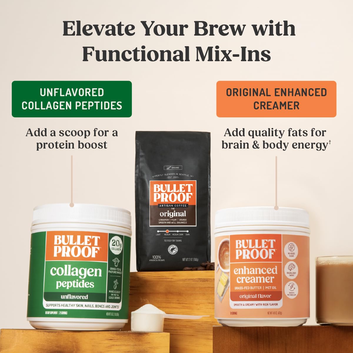 Bulletproof French Kick Dark Roast Whole Bean Coffee, 12 Ounces, 100% Arabica Coffee Sourced from Guatemala, Colombia & El Salvador
