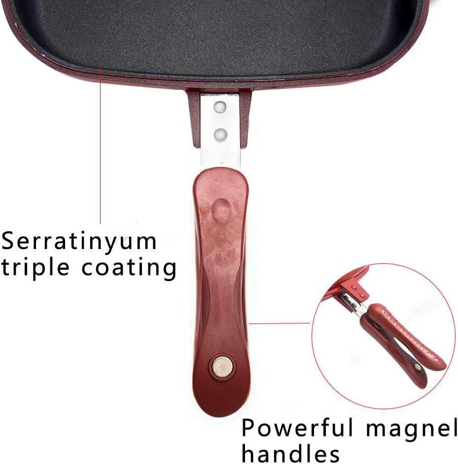 Square Double Sided Frying Pan, Kitchen Non-stick Baking Pancake Pan Omelette Trays, Indoor/Outdoor Camping Sandwich Toaster Grill, Cooks Toasties