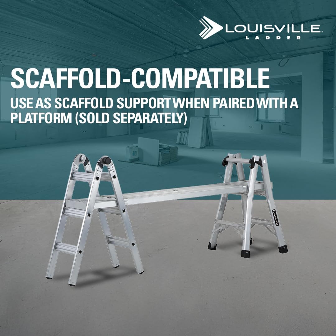 Louisville Ladder 13-Foot Aluminium Multipurpose Ladder, 300-Pound Load Capacity, Type IA, L-2098-13