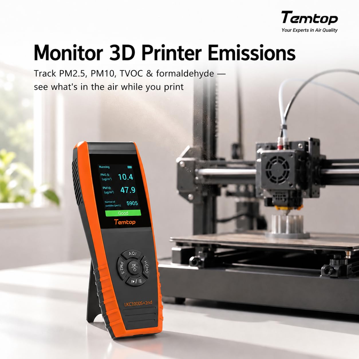 Temtop Air Quality Monitor PM2.5 PM10 Particle Counter, Formaldehyde, Temperature, Humidity