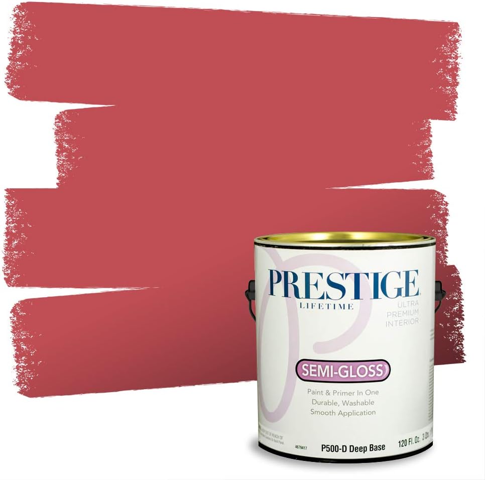 PRESTIGE Paints Exterior Paint and Primer In One, 1-Gallon, Satin, Comparable Match of Sherwin Williams* Grenadine*