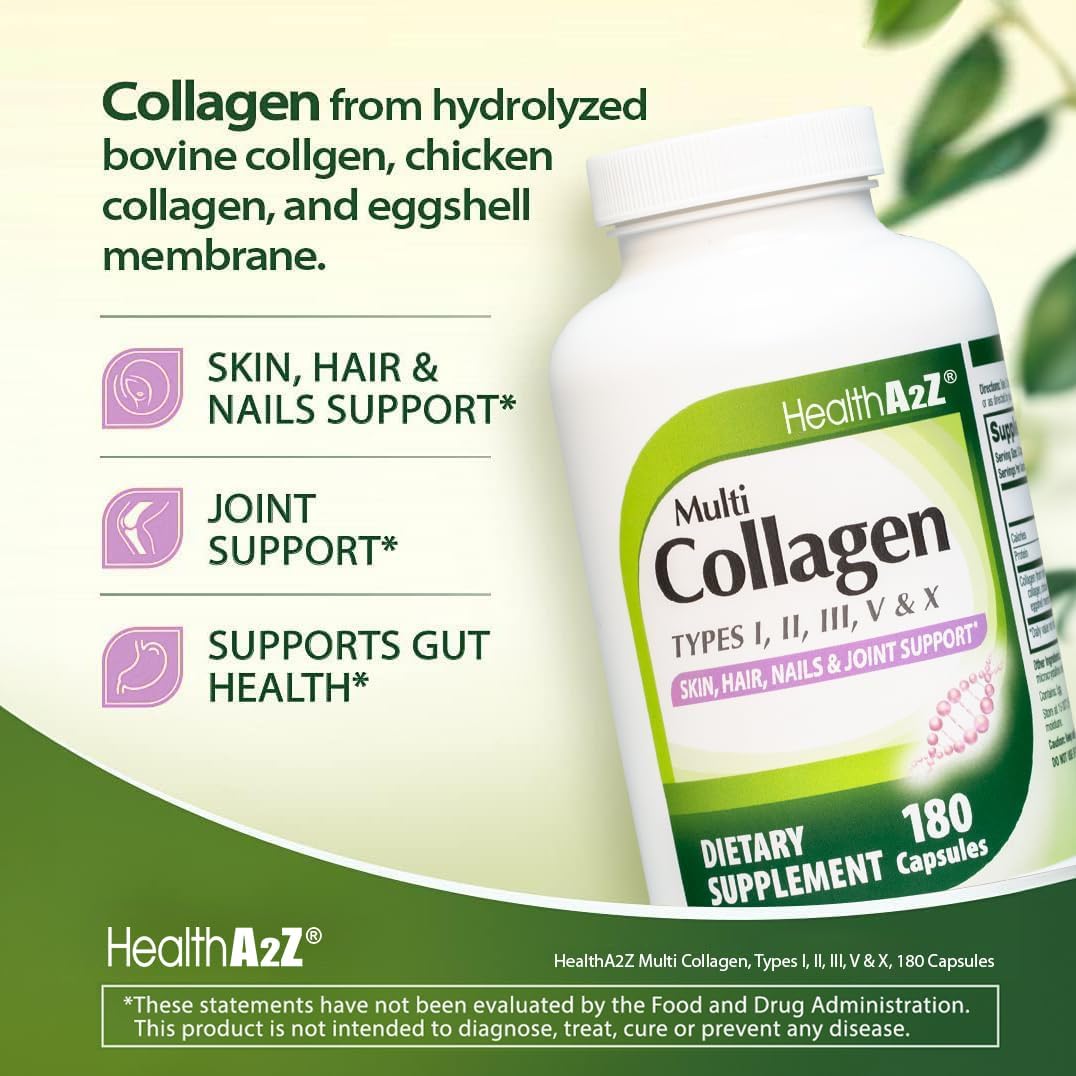 HealthA2Z Multi Collagen Pills 1735mg, 180 Capsules (60 Servings)