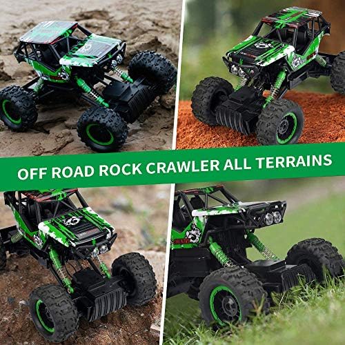 DOUBLE E 1:14 Scale Large Remote Control Car Monster Trucks with Head Lights, 4WD Off-Road All Terrain RC Car