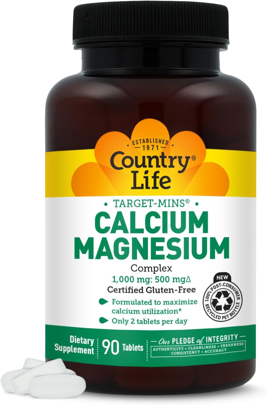 Country Life Target-Mins Calcium Magnesium Complex, 360 Tablets | 2:1 calcium-to-magnesium ratio with 180 convenient daily servings