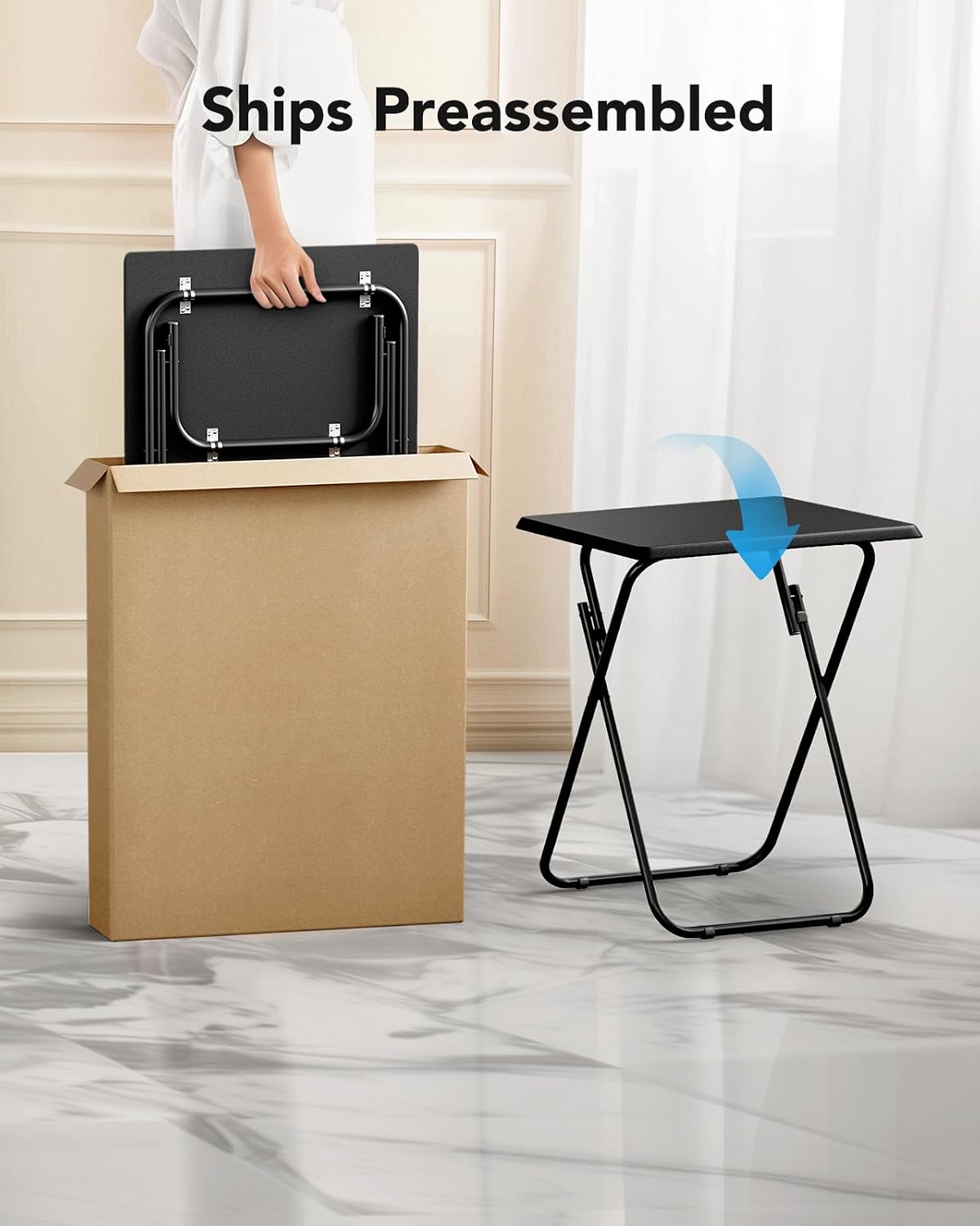 HUANUO Folding TV Tray with No Assembly Required, Black