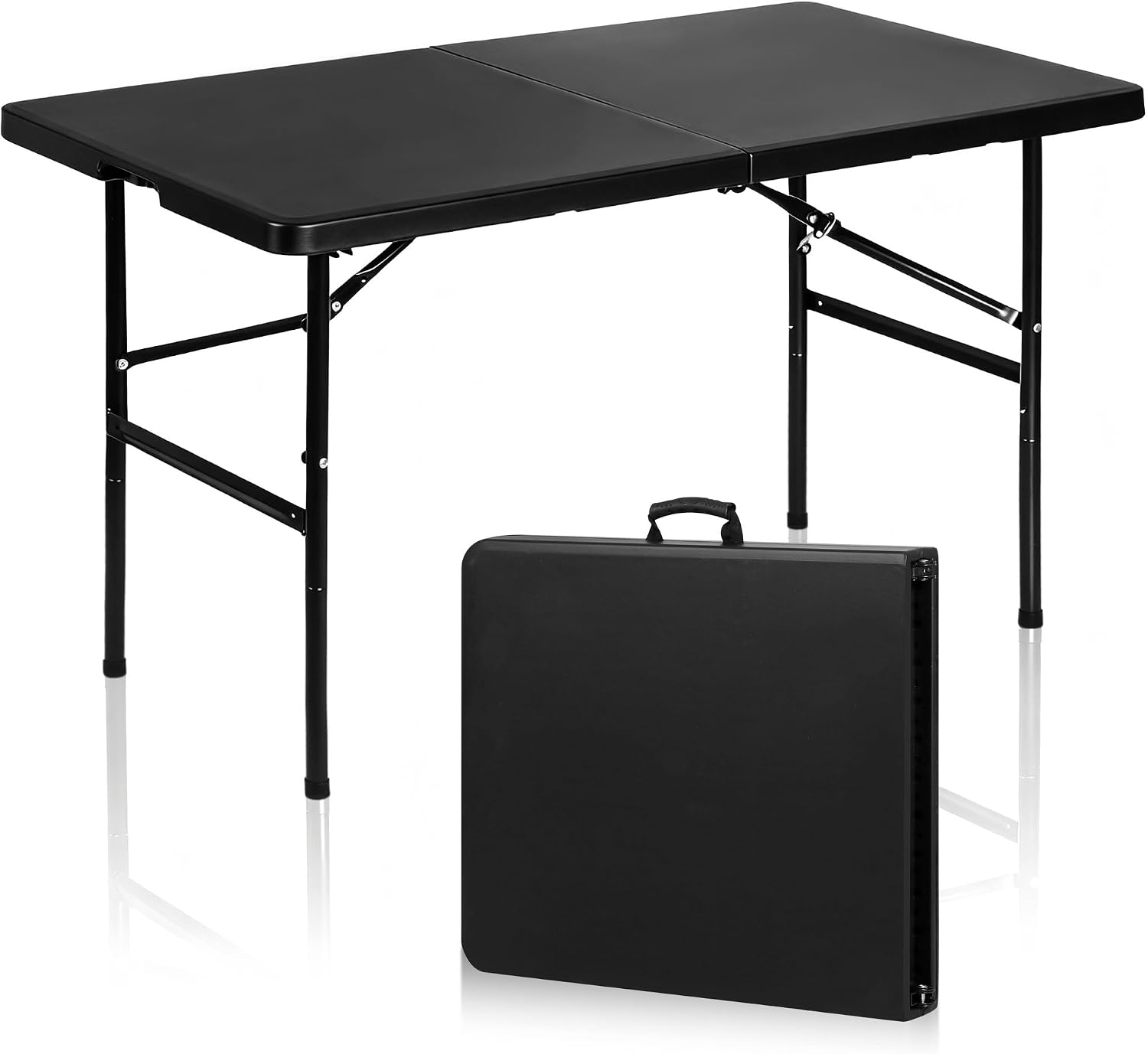 SUPER DEAL 6FT Folding Table for Indoor Outdoor, Portable Heavy Duty Fold-in-Half Plastic Dining Picnic Party Camping Table with Carrying Handle