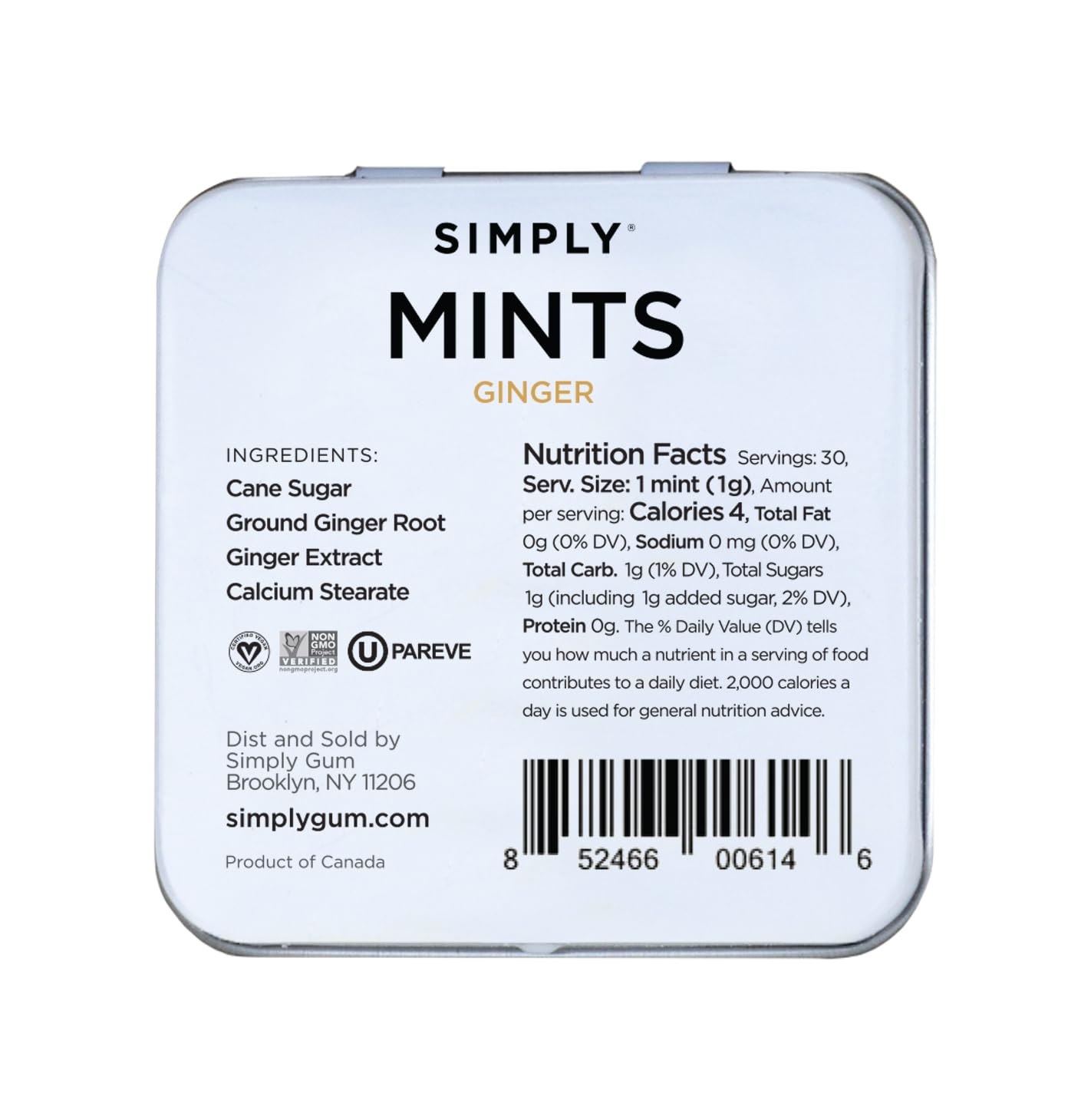 SIMPLY MINTS Natural Peppermint Breath Mints, 6 Pack (180 Pieces), Made With Real Peppermint Oil | Aspartame-Free, Sorbitol-Free, Xylitol-Free, Vegan, Kosher, Non-GMO