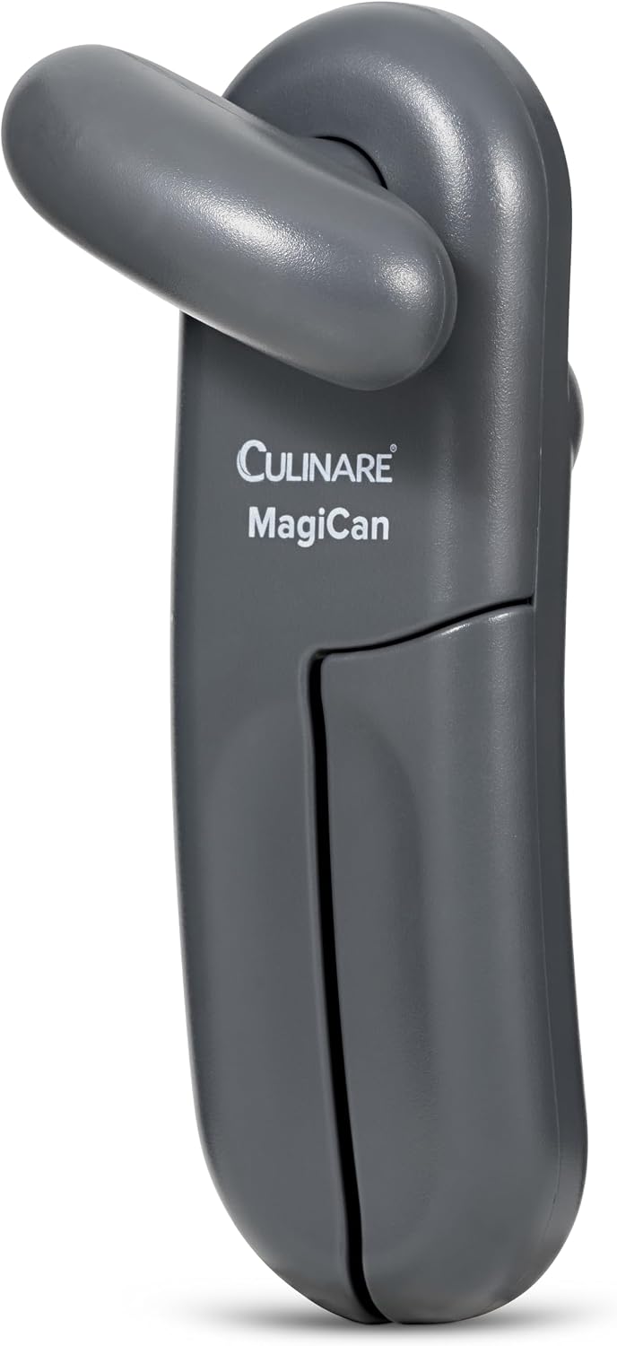 Culinare MagiCan, Manual Can Opener with Lid Release - Heavy Duty Lid Opener Kitchen Gadgets - Home Can Lid Opener Manual - Easy to Use Hand Held Effortlessly Open Cans, White, Stainless Steel