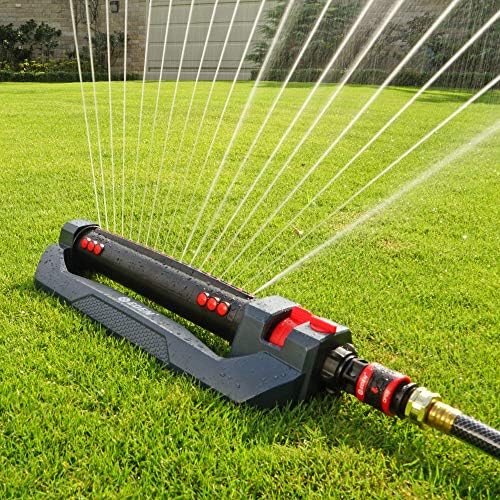 Eden 94112 3-Way Turbo Oscillating Sprinkler for Large Yard and Lawn W/Quick Connect Starter Set, Covers up to 4,300 sq. ft
