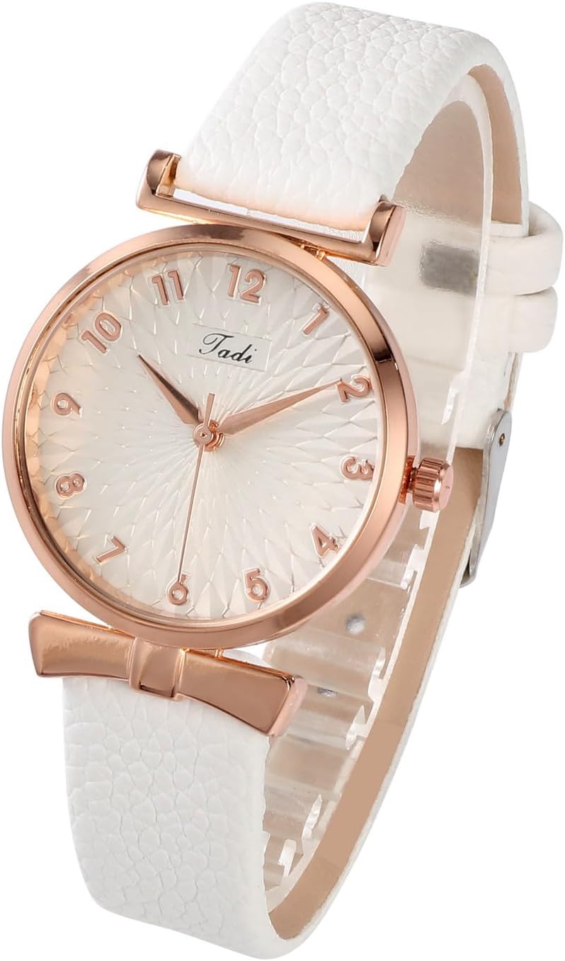 Top Plaza Ladies Classic Leather Analog Quartz Watch | Women Easy Read Arabic Numerals Watches Casual Dress Wrist Watch,Rose Gold Case