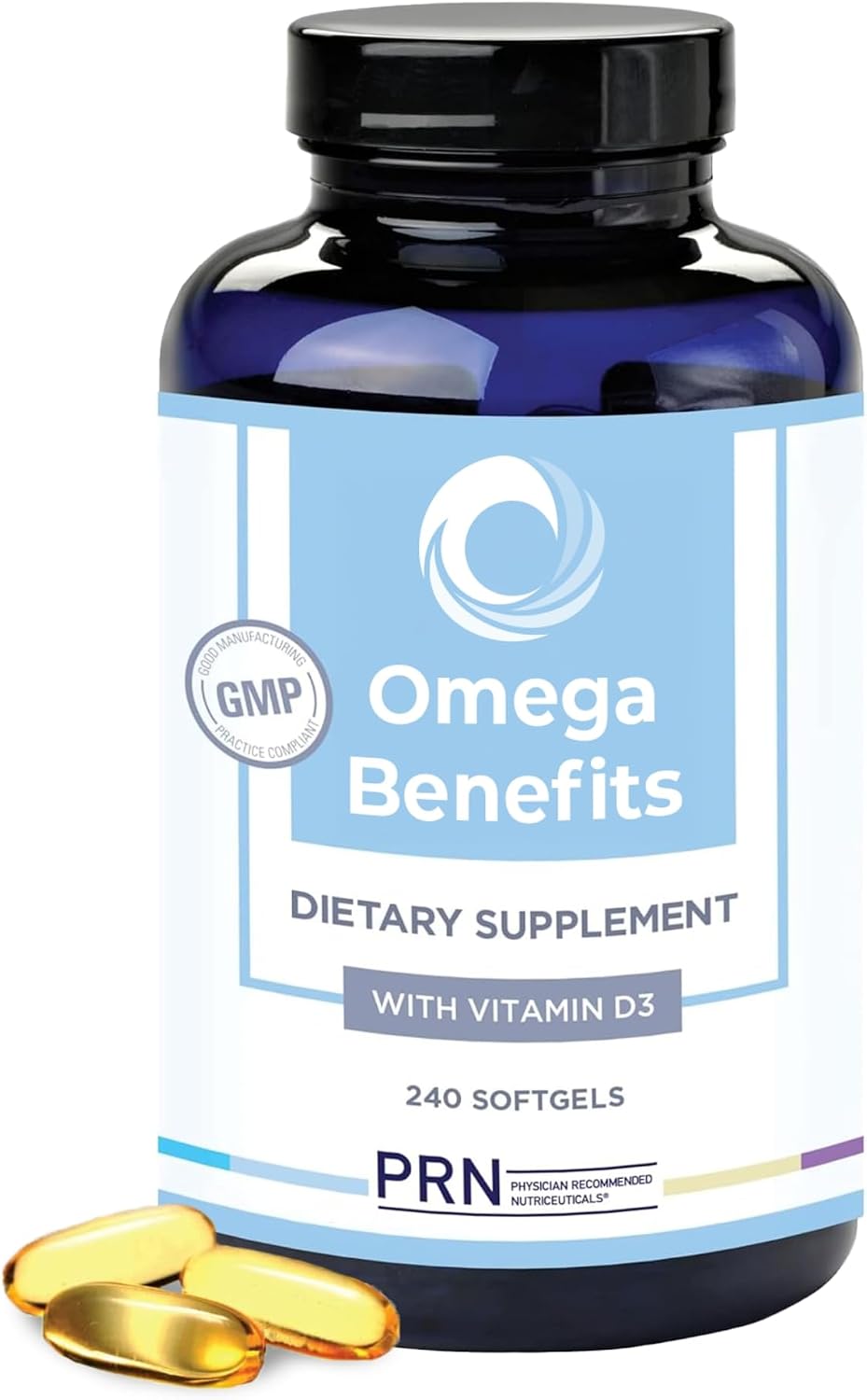 PRN rTG Omega 3 Supplement - 240 Softgels, 60-Day Supply | Fish Oil Omega 3 Supplements with 1680 mg EPA & 560 mg DHA, Omega-3 + Vitamin D for Skin, Joint, Brain, Eye & Heart Health