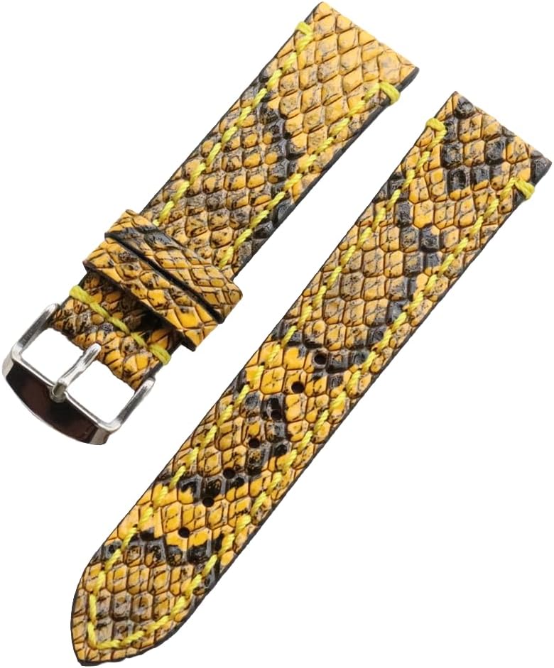 Moran Genuine Leather Watch Band 18mm 19mm 20mm 21mm 22mm 23mm 24mm Calf Grain Watch Strap for Men and Women 18mm Black-Silver Buckle