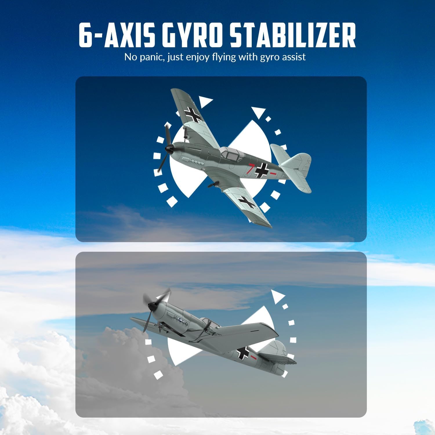 volantexrc RC Plane, 3 Channel Remote Control Plane for Beginners & Adults | Spitfire Fighter RTF, 6-Axis Gyro, 2.4GHz Radio Controlled Aircraft, Easy to Fly