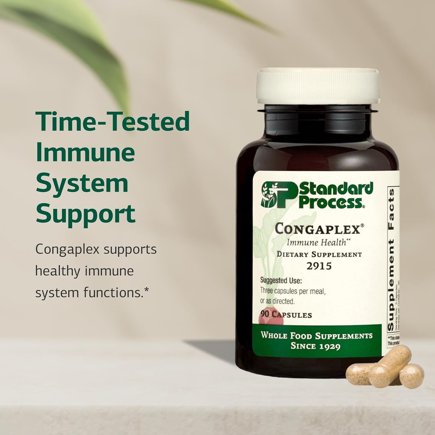 Standard Process Inc. Congaplex - Thymus Gland Support Supplement - Immune Health with Calcium Lactate, Magnesium, Vitamin C & Vitamin A - Immune System Aid with Mushroom Powder - 150 Capsules
