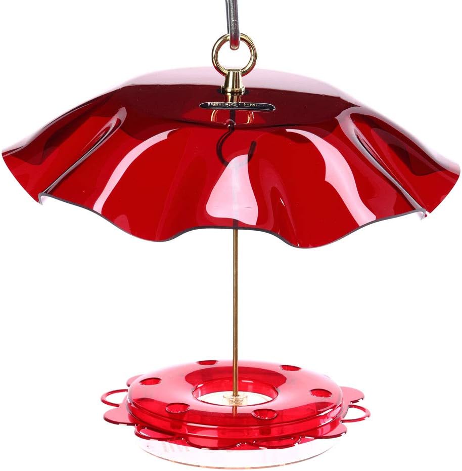 Birds Choice Hummerfest Hummingbird Feeder with Weatherguard | 12oz, Red | Built-In Ant Moat Protects Nectar, Rain Cover Keeps Feed Fresh, Easy to Fill and Clean