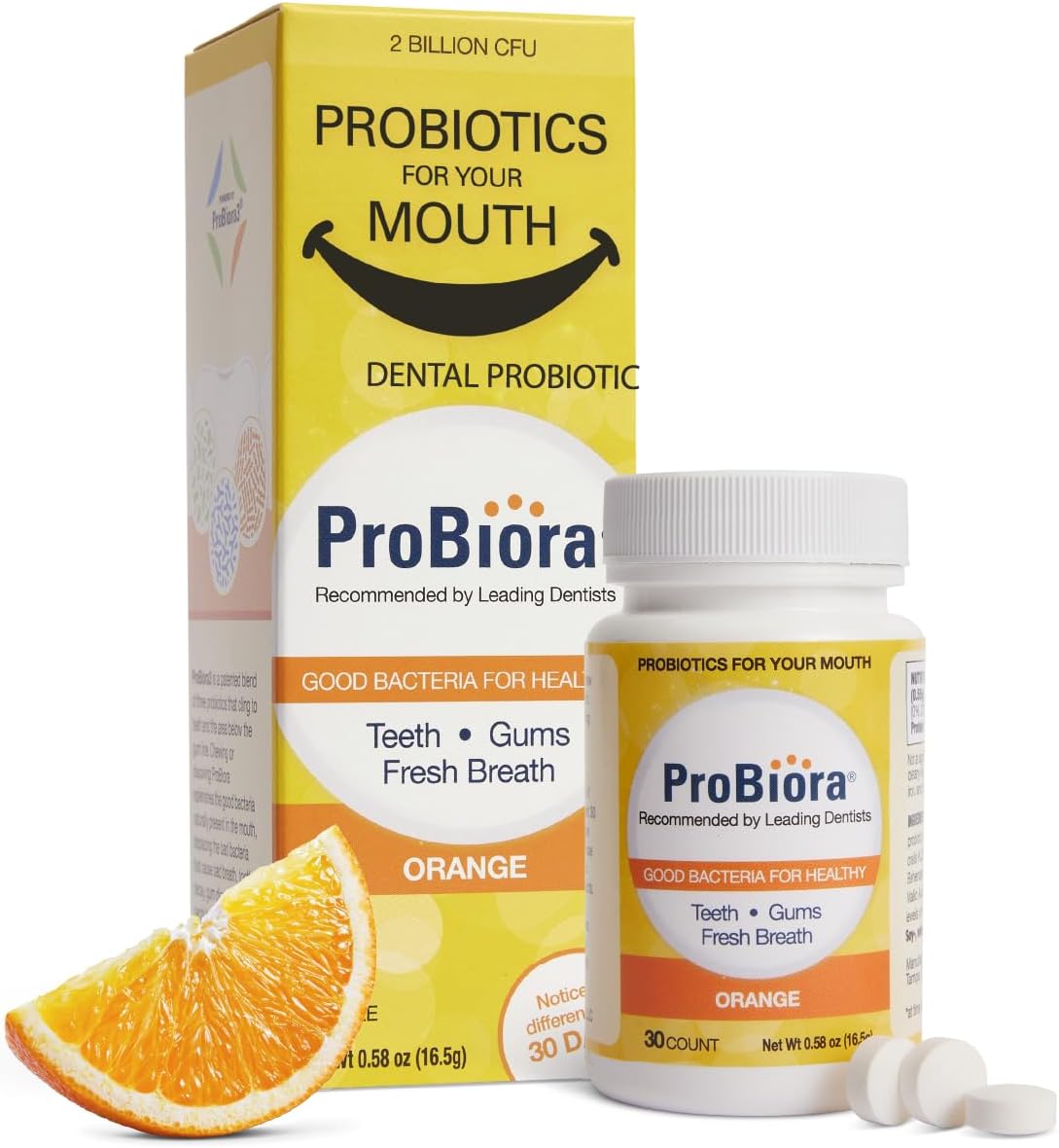 ProBiora Oral Probiotics for Teeth and Gums | Dental Probiotics for Improved Oral Health | Bad Breath Treatment for Adults | ProBiora3 Patented Probiotic Blend | Tooth Whitening | 30 Mint Tablets