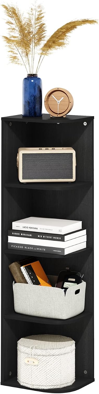Furinno LUDER Book Shelf, 5-Cube Bookshelf, Reversible Bookcase, 9.4 x 19.5 x 31.5, Easy Assembly, for Living Room, Bedroom, Home Office, White