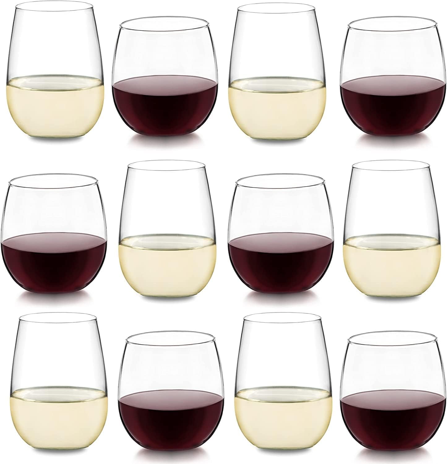 Libbey Classic Blue All-Purpose Stemless Wine Glasses Set 6, Timeless Wine Cups Set of 6, 15.25 Oz, Wine Glass Set for Dinners, Weeknights