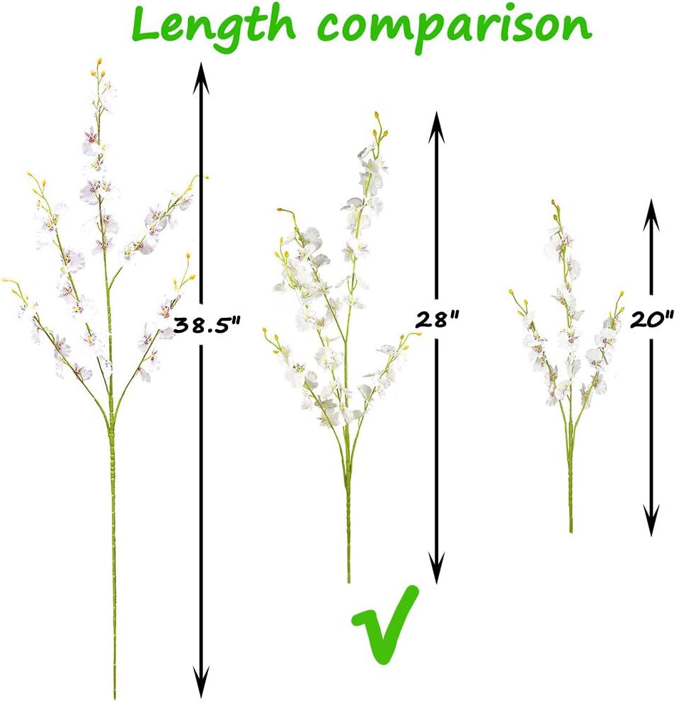 Yellow Artificial Flowers Orchids Silk Fake Flowers in Bulk, 12 Pcs (Each 38.5”), for Wedding Festive Party Home Office Decoration, No Include Vase