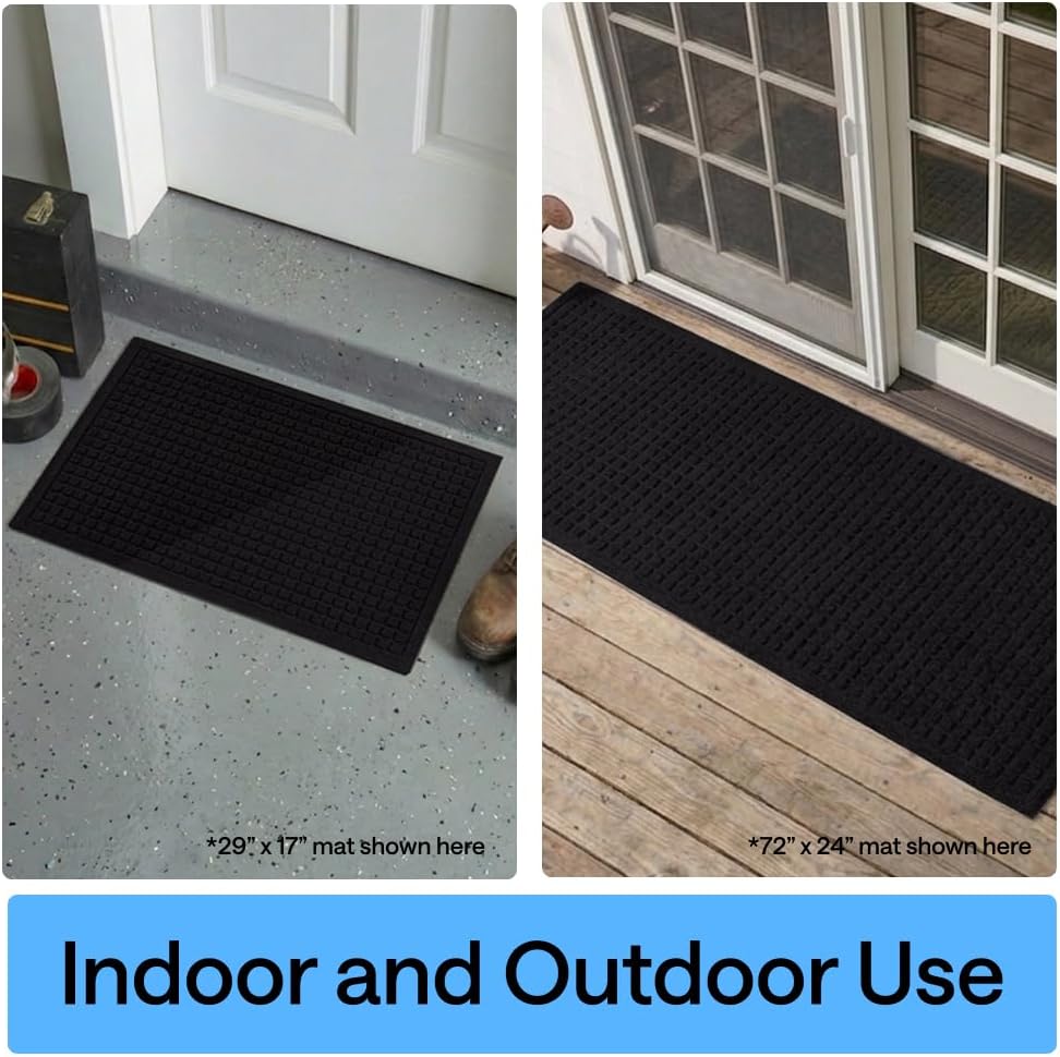 GORILLA GRIP® HydroABSORB Door Mat for Indoor Outdoor Use, 29x17 Black