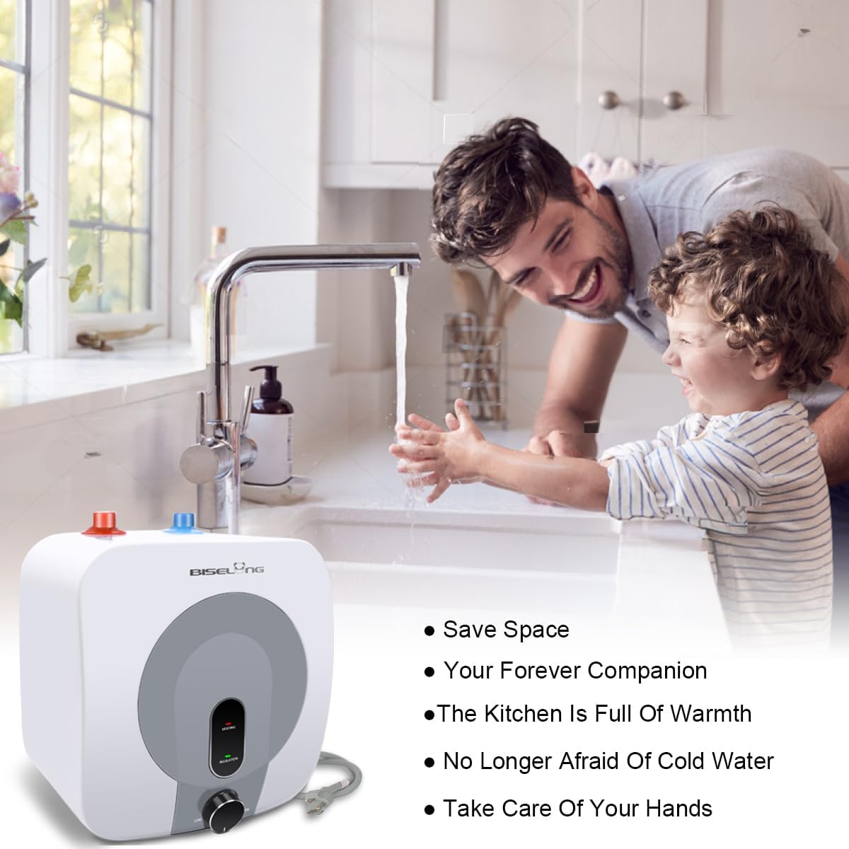 110V-120V 1440-1500W Small Under Sink Tank 2.5 Gallon Water Heater Hot Storage, Mini Instant Electric RV TR Trailer Kitchen Compact