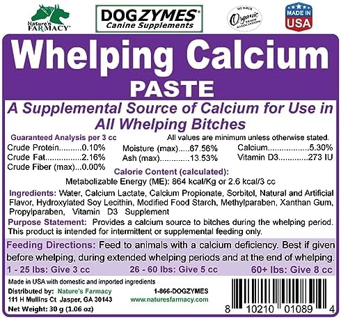 Canine Whelping Calcium Paste Combines Calcium Propionate, Calcium Lactate and Vitamin D3 for Better Calcium Absorption