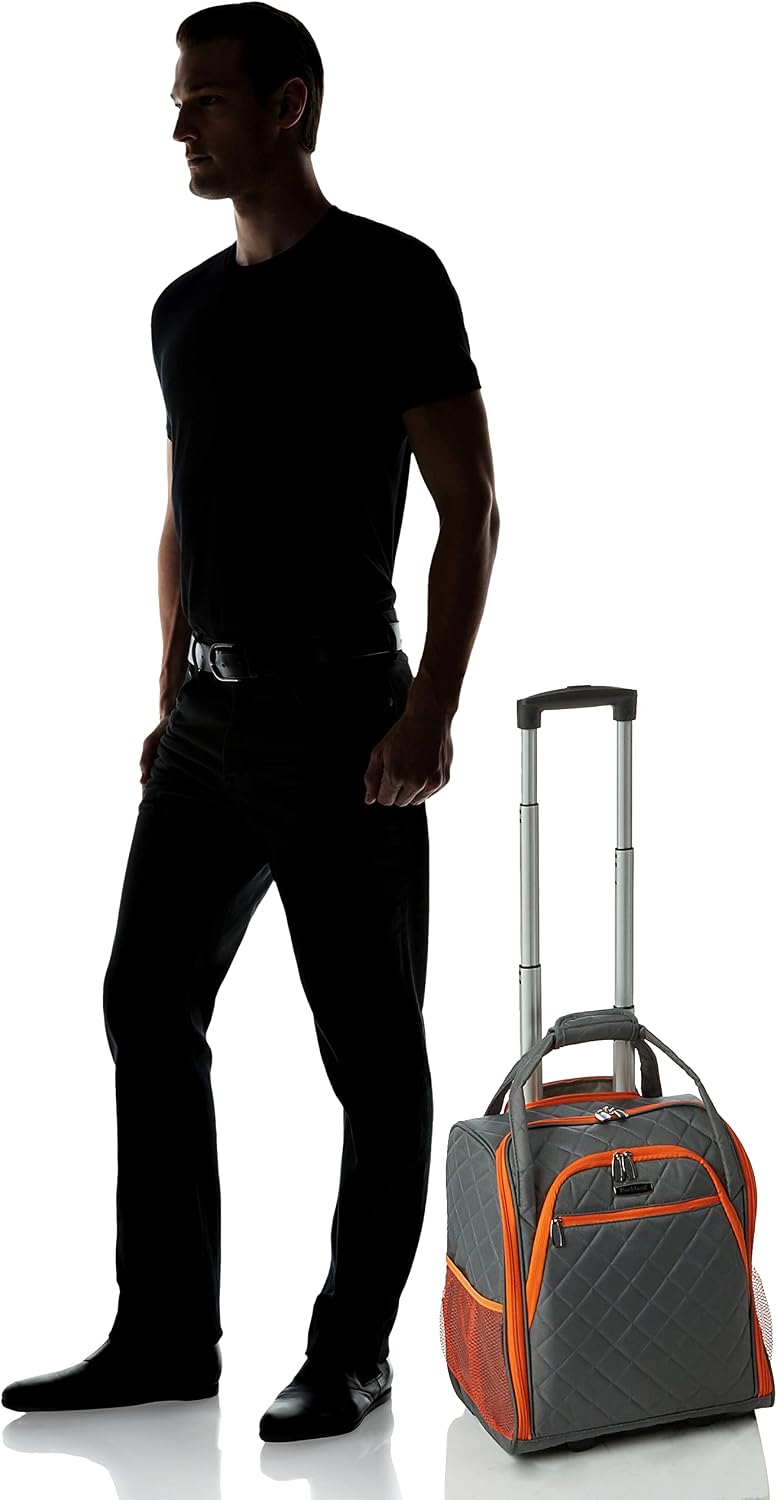 Rockland Melrose Upright Wheeled Underseater Carry-On Luggage, Red