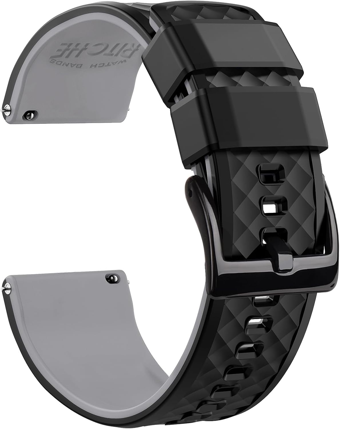 Ritche Christmas Gift Silicone Watch Bands 18mm 20mm 22mm 24mm Quick Release Rubber Watch Bands for Men, White Elephant Gifts