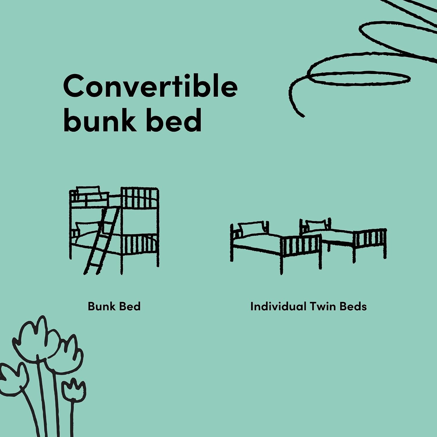 Storkcraft Caribou Twin-Over-Twin Bunk Bed, Navy | GREENGUARD Gold Certified, Wood Twin Bunk Beds for Kids Bedroom, Converts to 2 Individual Twin Beds, No Box Spring Required