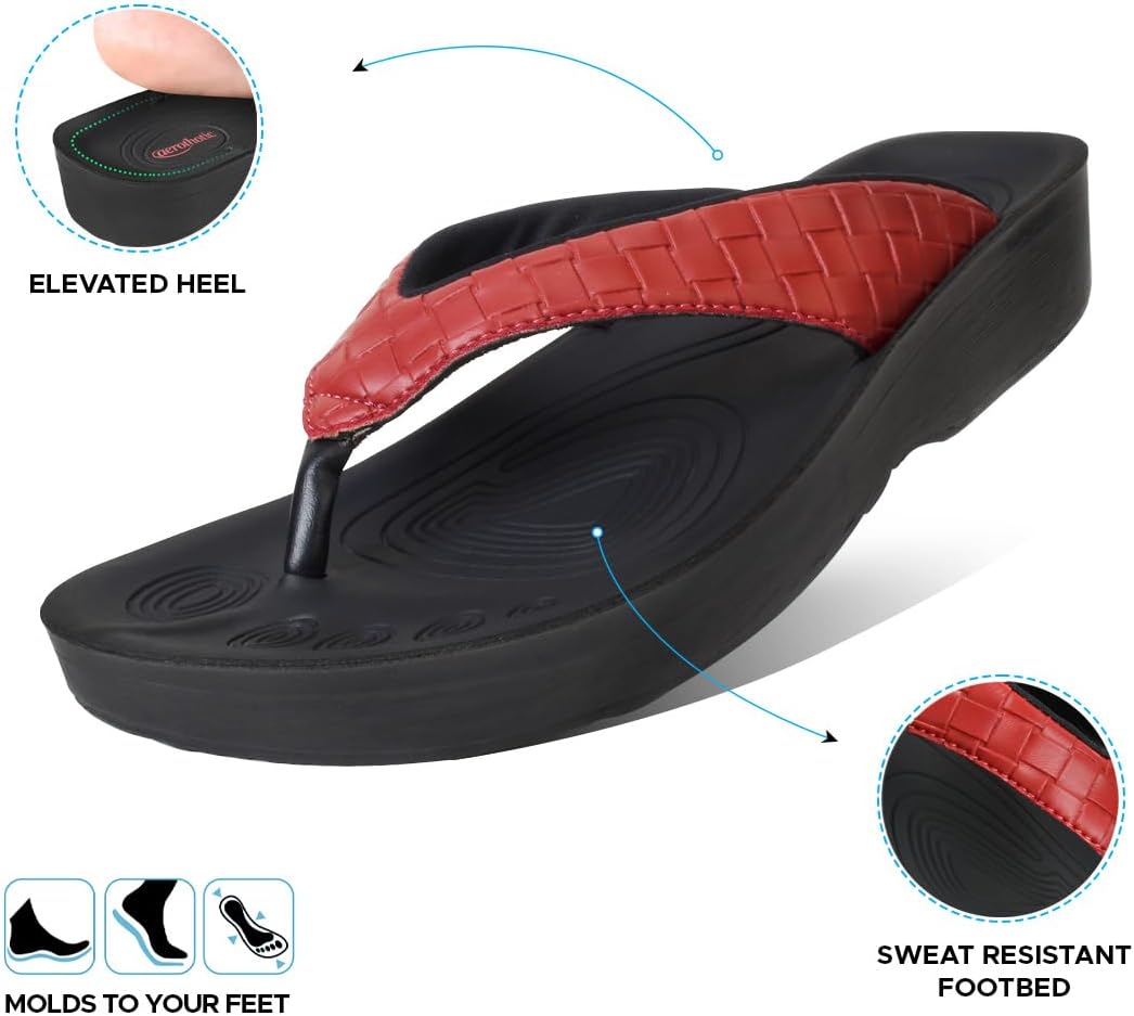 AEROTHOTIC Comfortable Arch Support Flip Flops for Women Orthotic Sandals