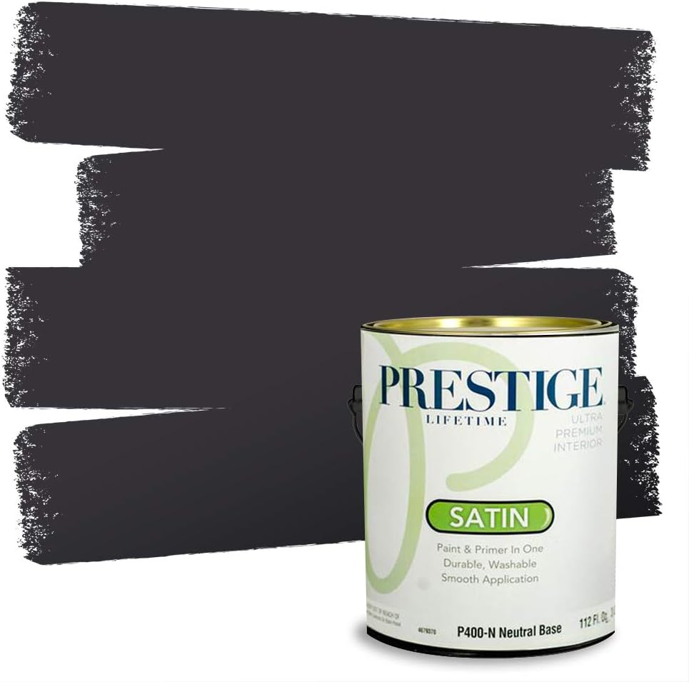 PRESTIGE Paints Exterior Paint and Primer In One, 1-Gallon, Satin, Comparable Match of Sherwin Williams* Black Magic*