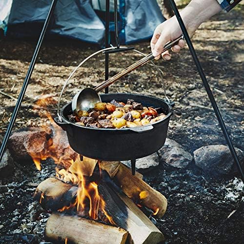 Uno Casa 6Qt Cast Iron Camping Dutch Oven with Lid Lifter and Storage Bag - Pre-Seasoned Outdoor Dutch Oven for Campfire Cooking, Stews