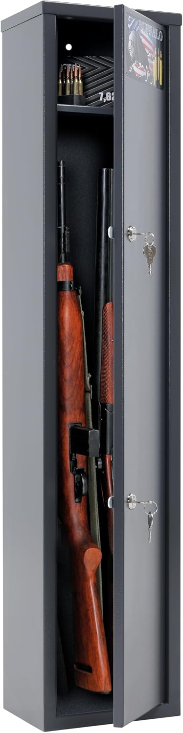 Buffalo 1115 Gun Rifle Safe Storage Cabinet Key Lock with Separate Shelf for Handguns Ammo