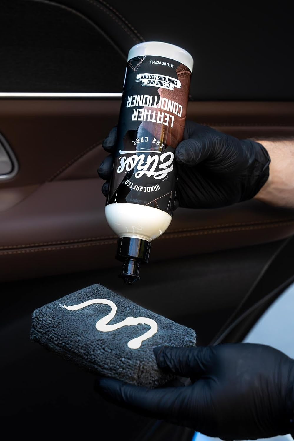 Ethos Car Leather Cleaner and Conditioner 16oz – Leather Seat Cleaner & Conditioner with UV Protection for Car Interior, Couch, Jacket