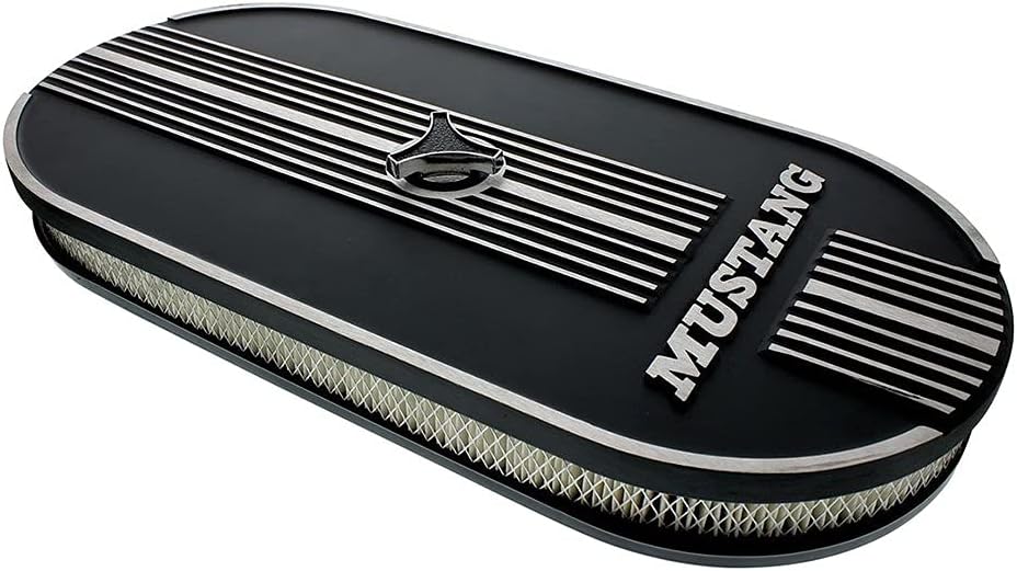 United Pacific 110293 Oval Aluminum Air Cleaner, With Mustang Logo For Dual 4 Barrel Carburetor