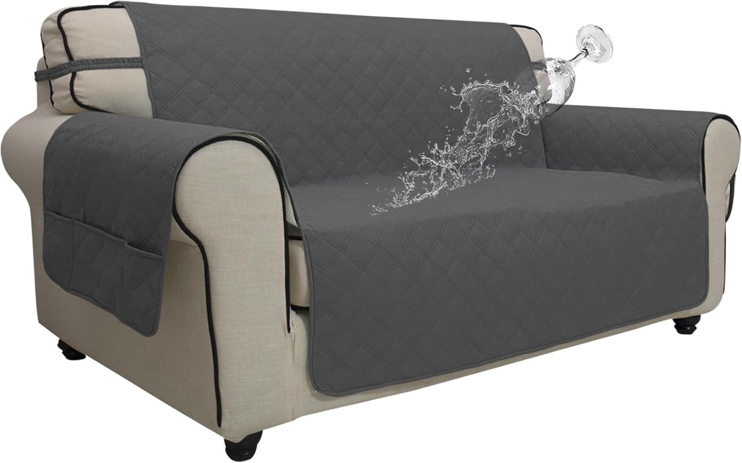 Easy-Going Waterproof Non-Slip Couch Cover, Small Recliner, Chocolate